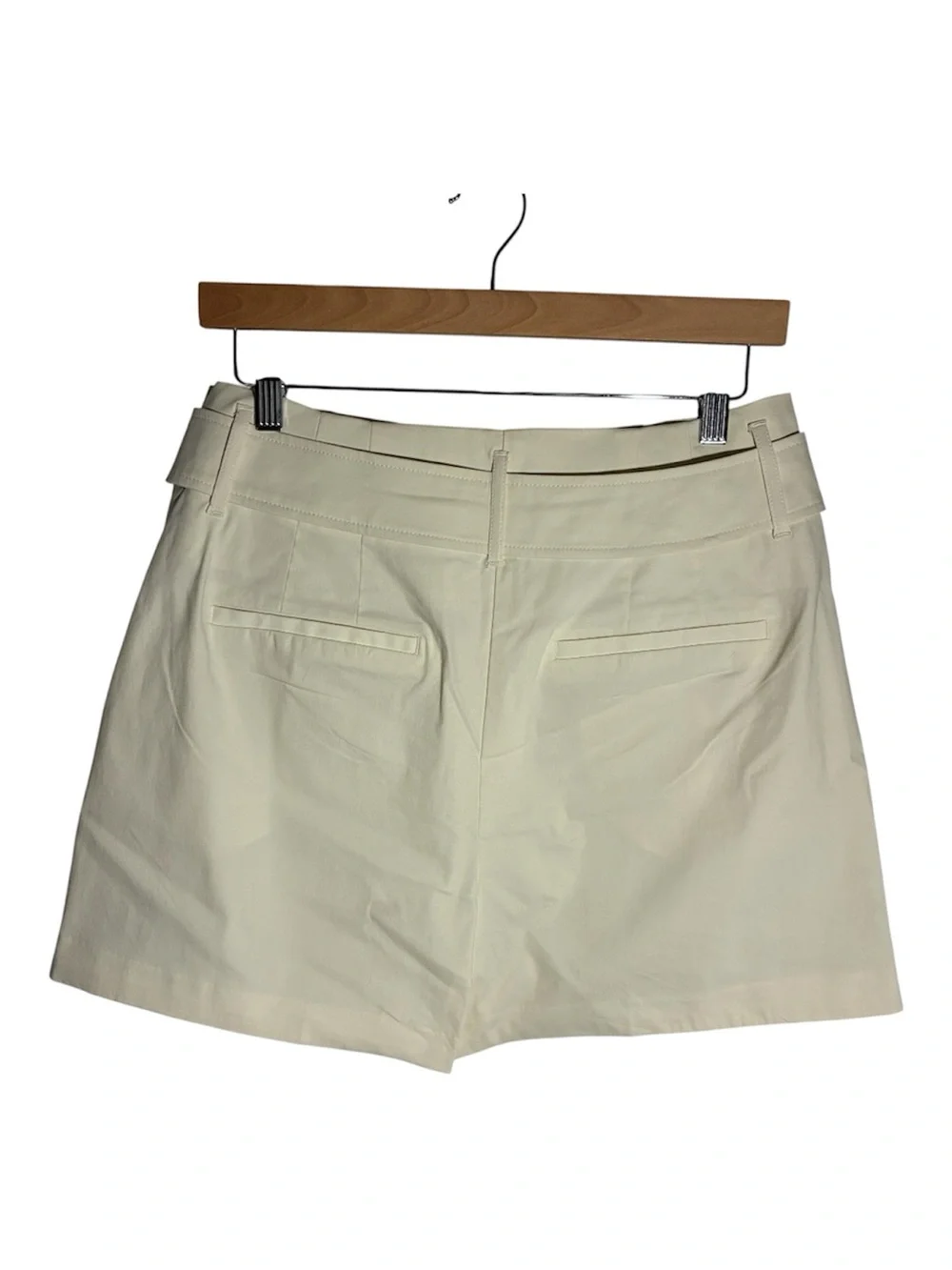 Express Cream High-Waist Pleated Shorts with Belt